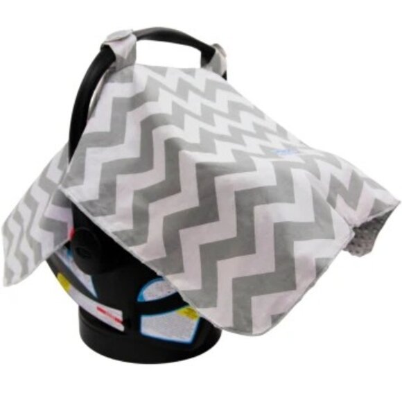 Carseat Canopy Gray Grey Minky Chevron 26072 Chevy - Picture 1 of 4